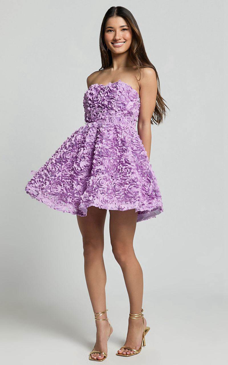 Showpo Renee Mini Dress - Strapless Sweetheart Dress Purple | MONQXP356