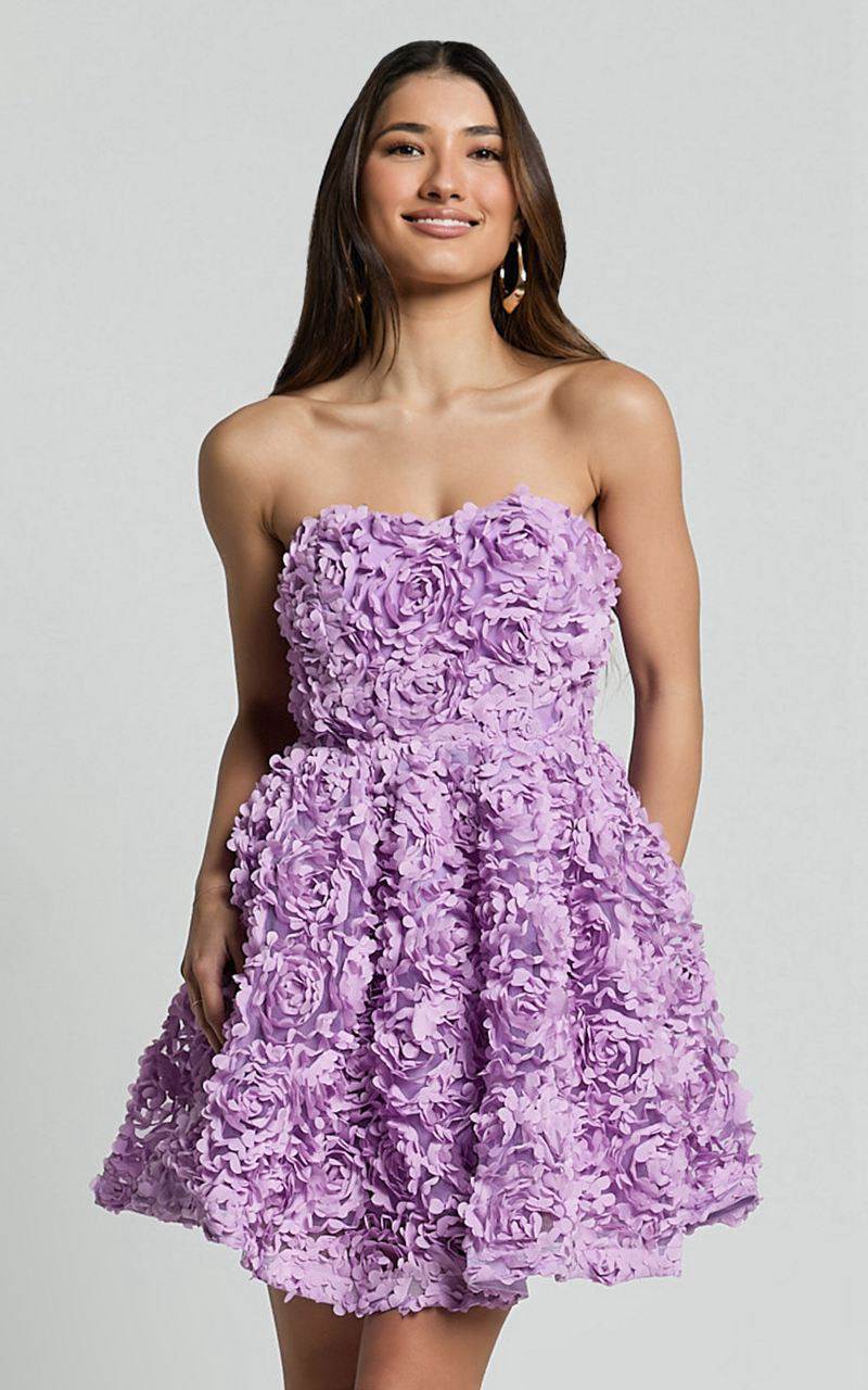 Showpo Renee Mini Dress - Strapless Sweetheart Dress Purple | MONQXP356