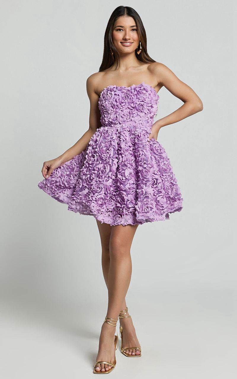 Showpo Renee Mini Dress - Strapless Sweetheart Dress Purple | MONQXP356