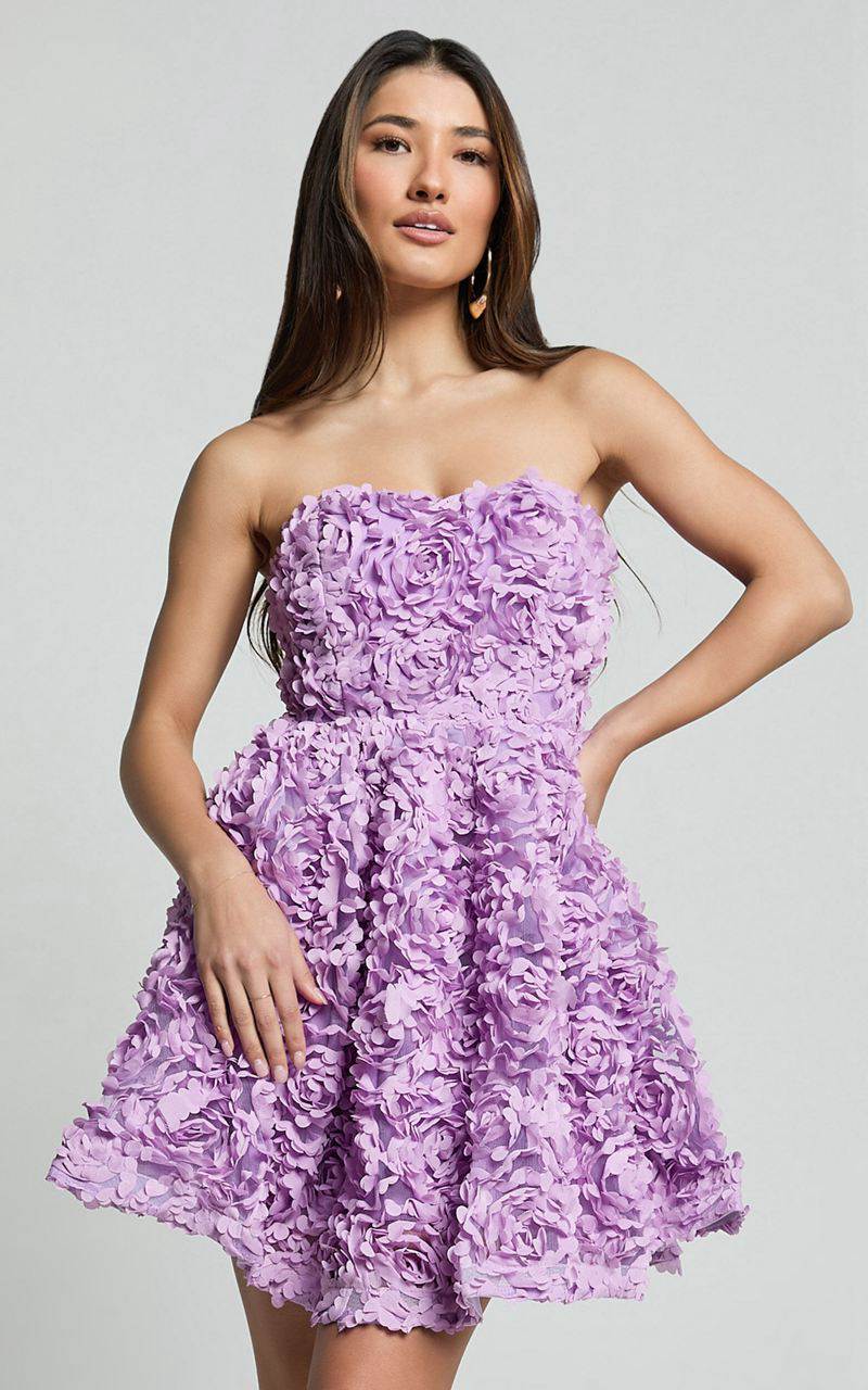 Showpo Renee Mini Dress - Strapless Sweetheart Dress Purple | MONQXP356