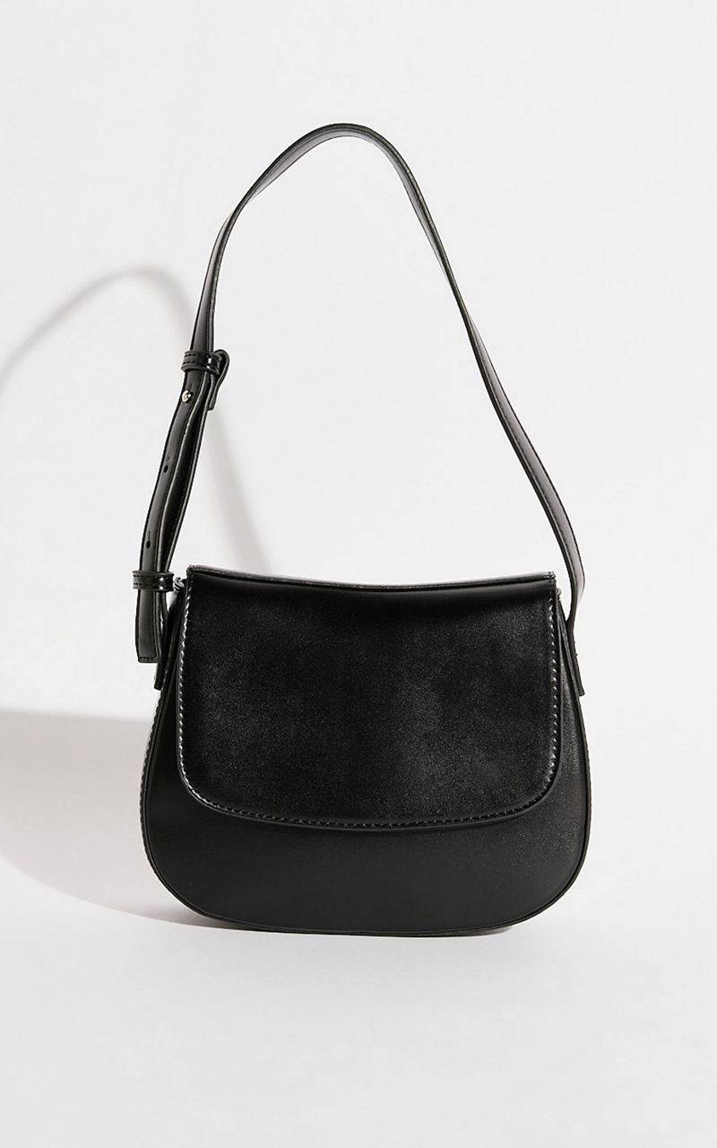 Showpo Rio Bag - Pu Adjustable Strap Bag Black | DEXKGF952