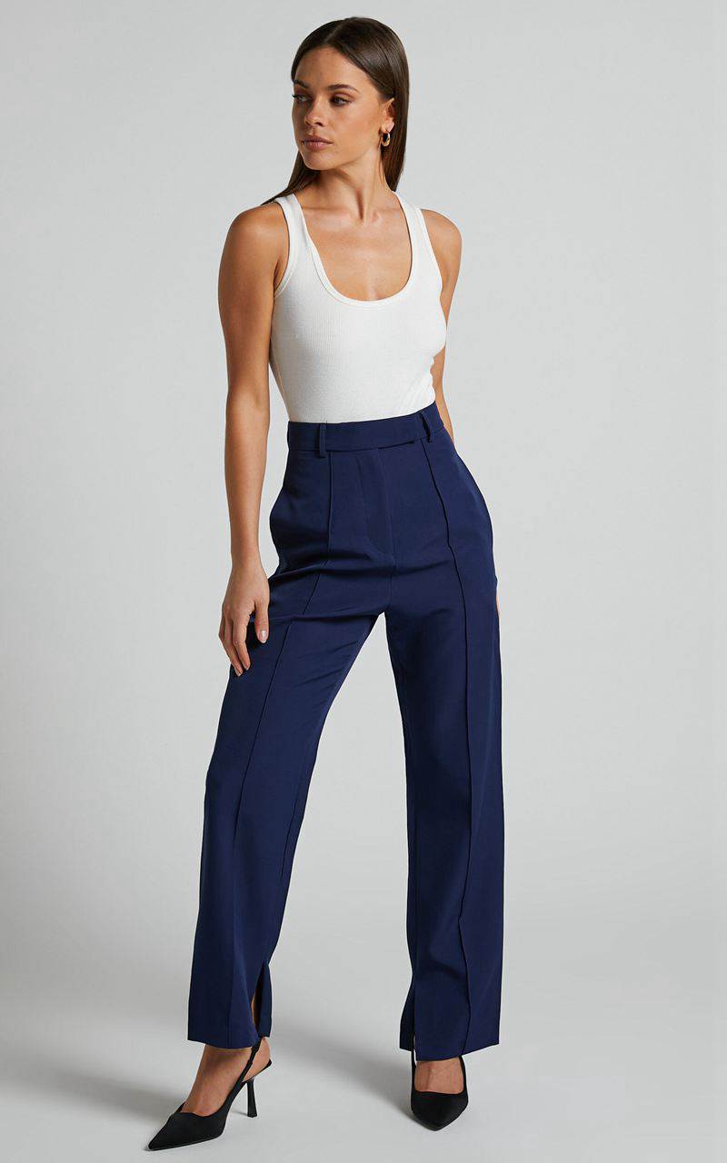 Showpo Rogers Pants - High Waisted Pants Navy | FQPANV193