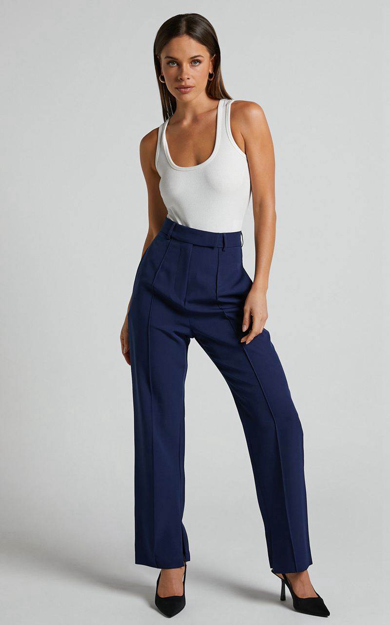 Showpo Rogers Pants - High Waisted Pants Navy | FQPANV193