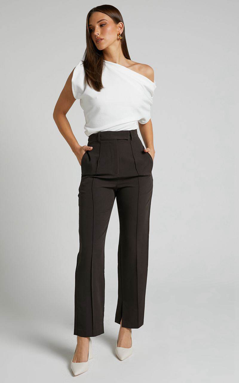 Showpo Rogers Pants - High Waisted Pants Charcoal | SOXQHP216