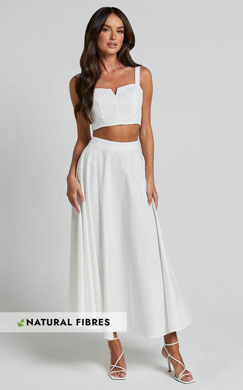 Showpo Romana Two Piece Set - Crop Top And Midi Skirt Set Ivory | HFRBLT548