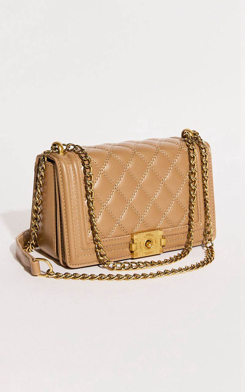 Showpo Rome Bag - Quilted Cross Body Bag Brown | OIUJCD042