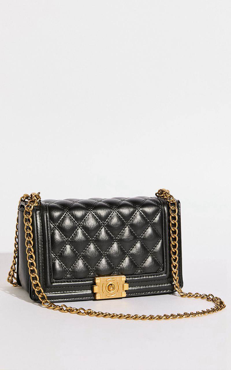 Showpo Rome Bag - Quilted Cross Body Bag Black | BXTLGU405