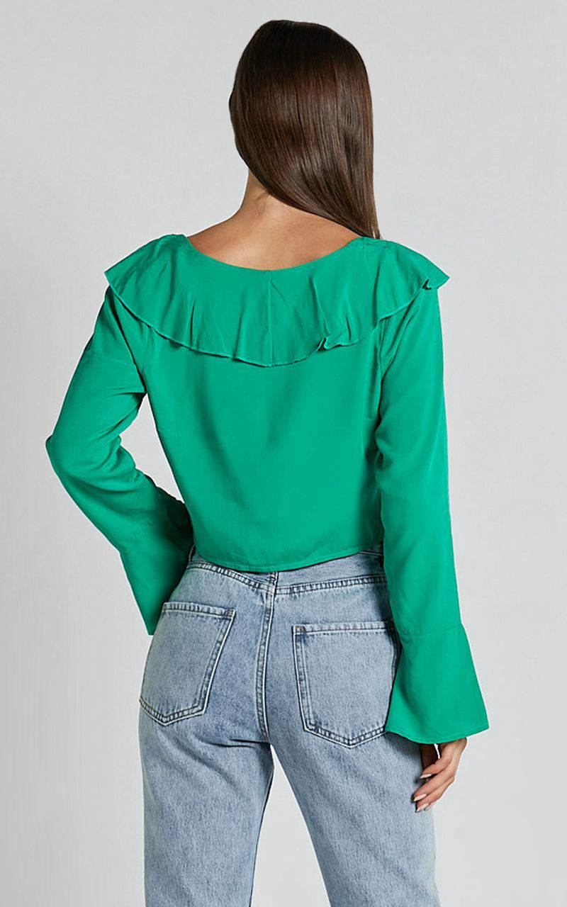 Showpo Rumina Top - Long Sleeve Top Green | VCEGNW369