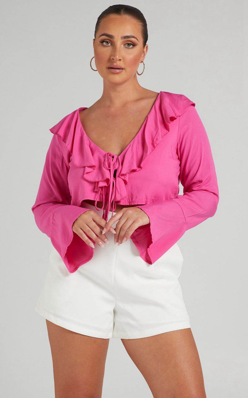 Showpo Rumina Top - Long Sleeve Top Hot Pink | AYXKIM563