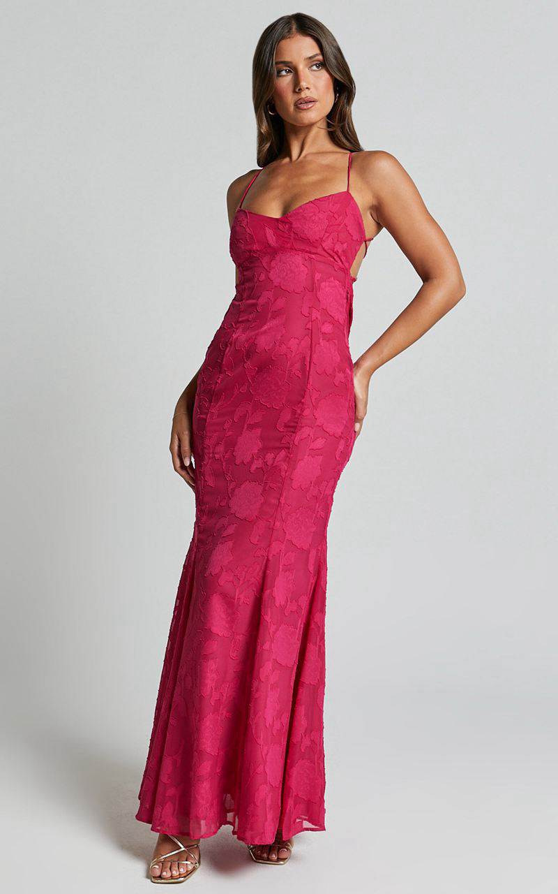 Showpo Runaway The Label - Florenza Maxi Dress Fuchsia | YORJXB273