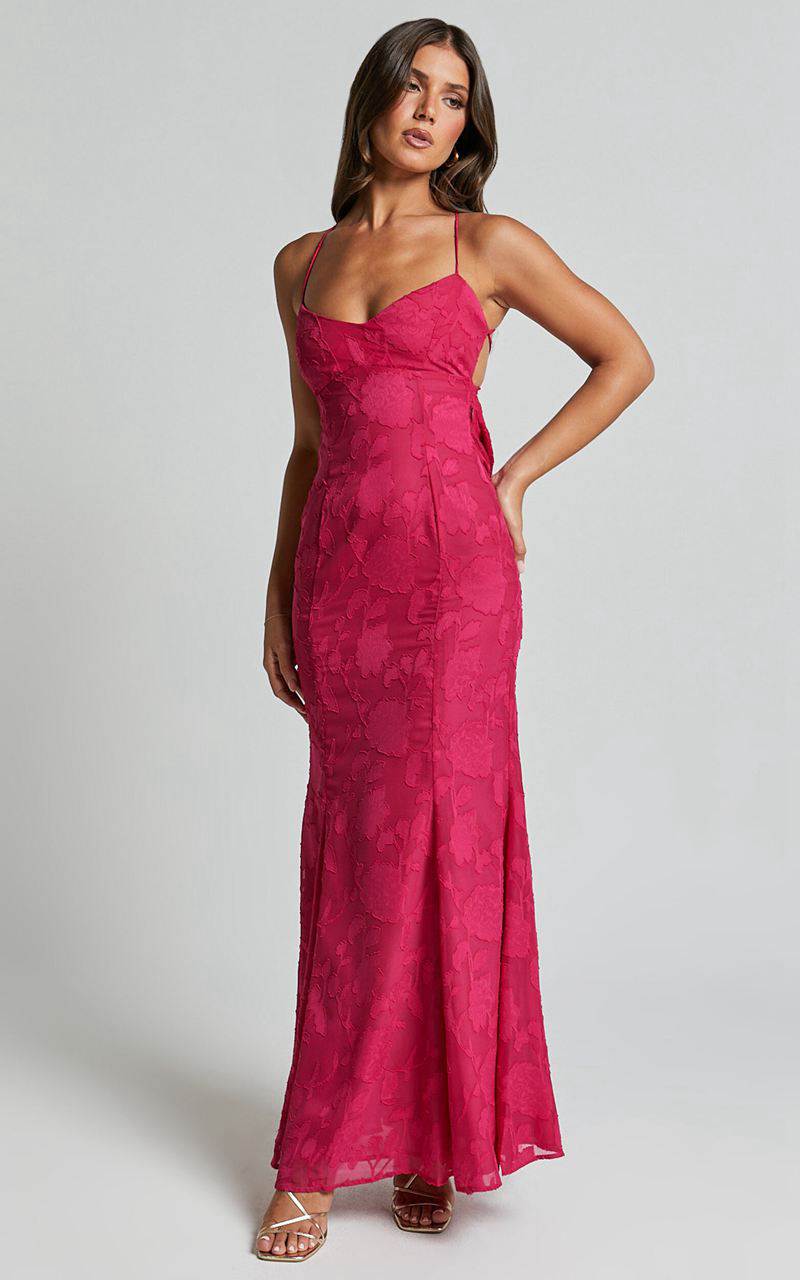 Showpo Runaway The Label - Florenza Maxi Dress Fuchsia | YORJXB273