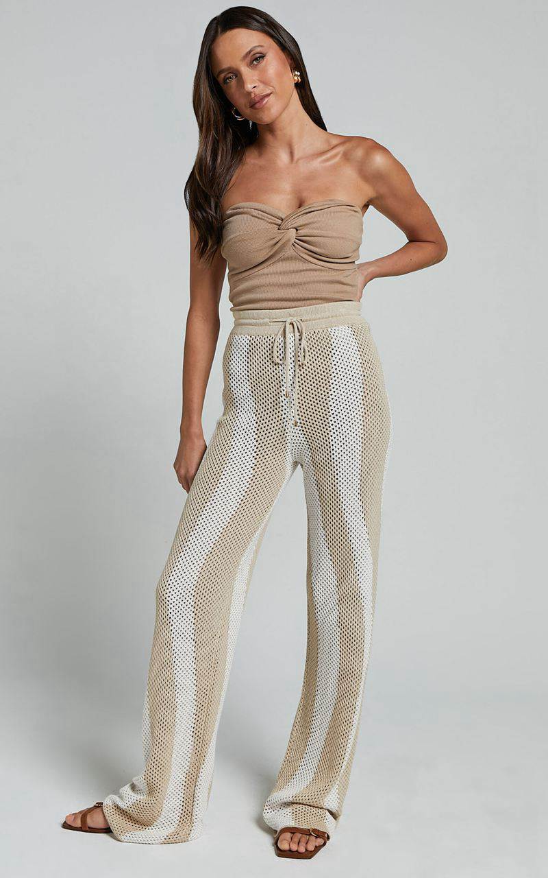 Showpo Runaway The Label - Zanzibar Pants Sand White | TXJMQE152