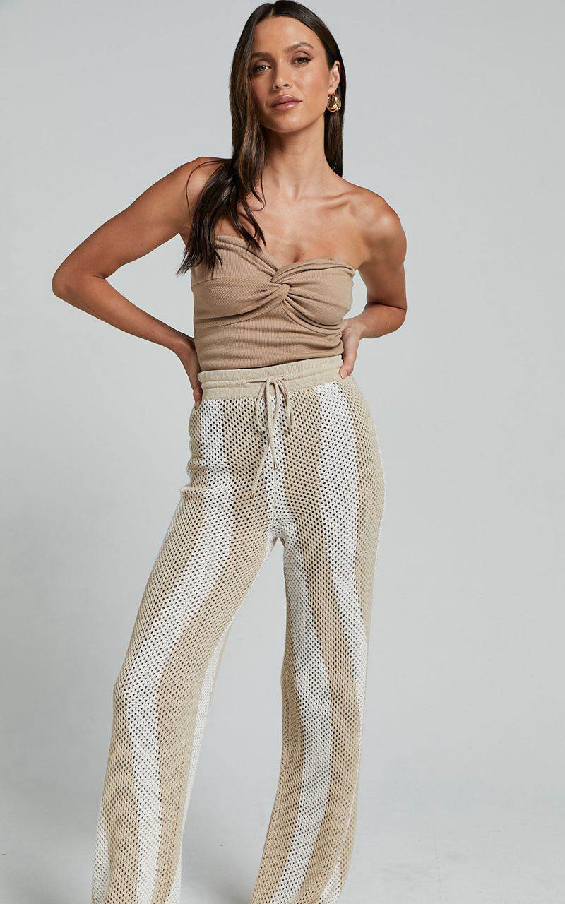 Showpo Runaway The Label - Zanzibar Pants Sand White | TXJMQE152