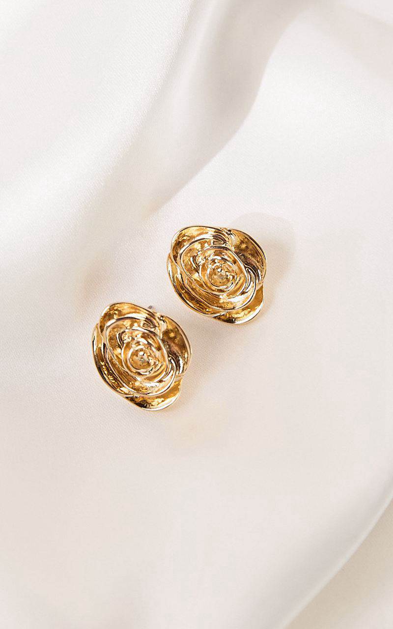 Showpo Scarlett Earrings - Rose Detail Earrings Gold | HACBMK129