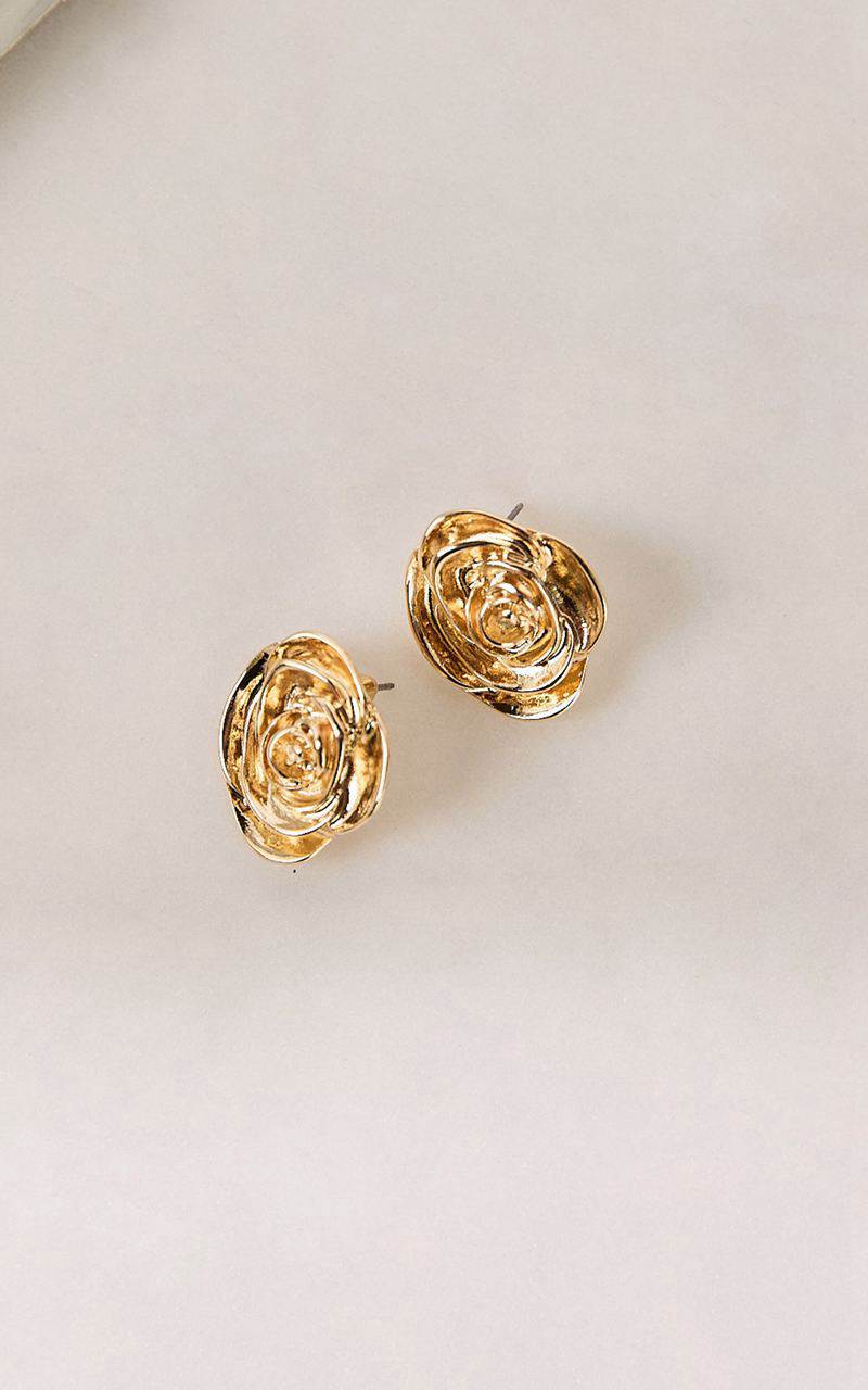 Showpo Scarlett Earrings - Rose Detail Earrings Gold | HACBMK129