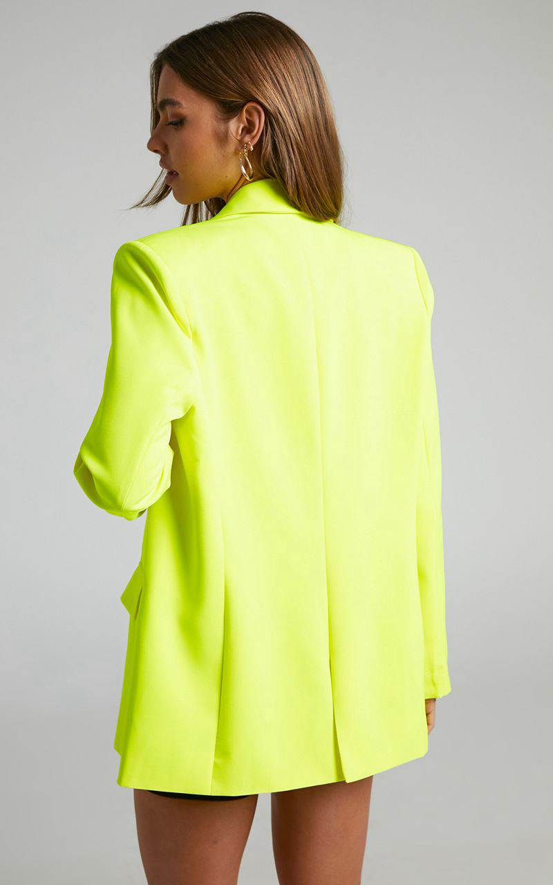 Showpo Sharmiel Blazer - Plunge Neck Oversized Longline Blazer Lime | ZAPXVQ857