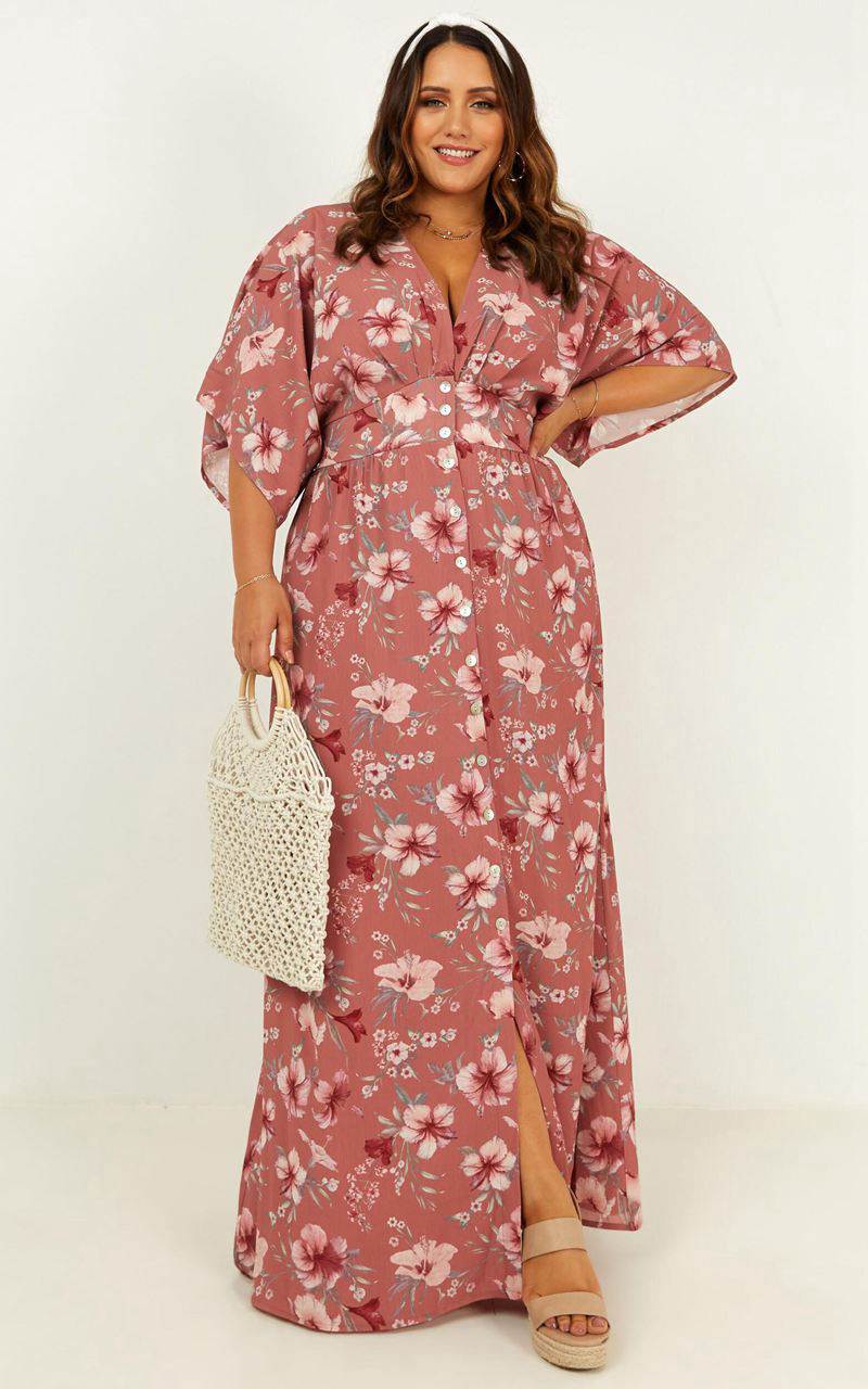 Showpo Sitting Pretty Dress Rose Floral | KEWCAI167