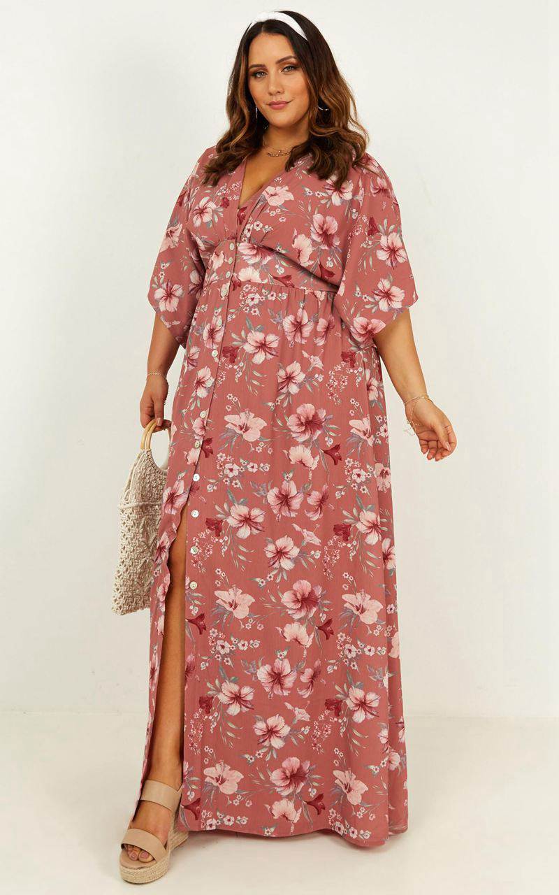 Showpo Sitting Pretty Dress Rose Floral | KEWCAI167