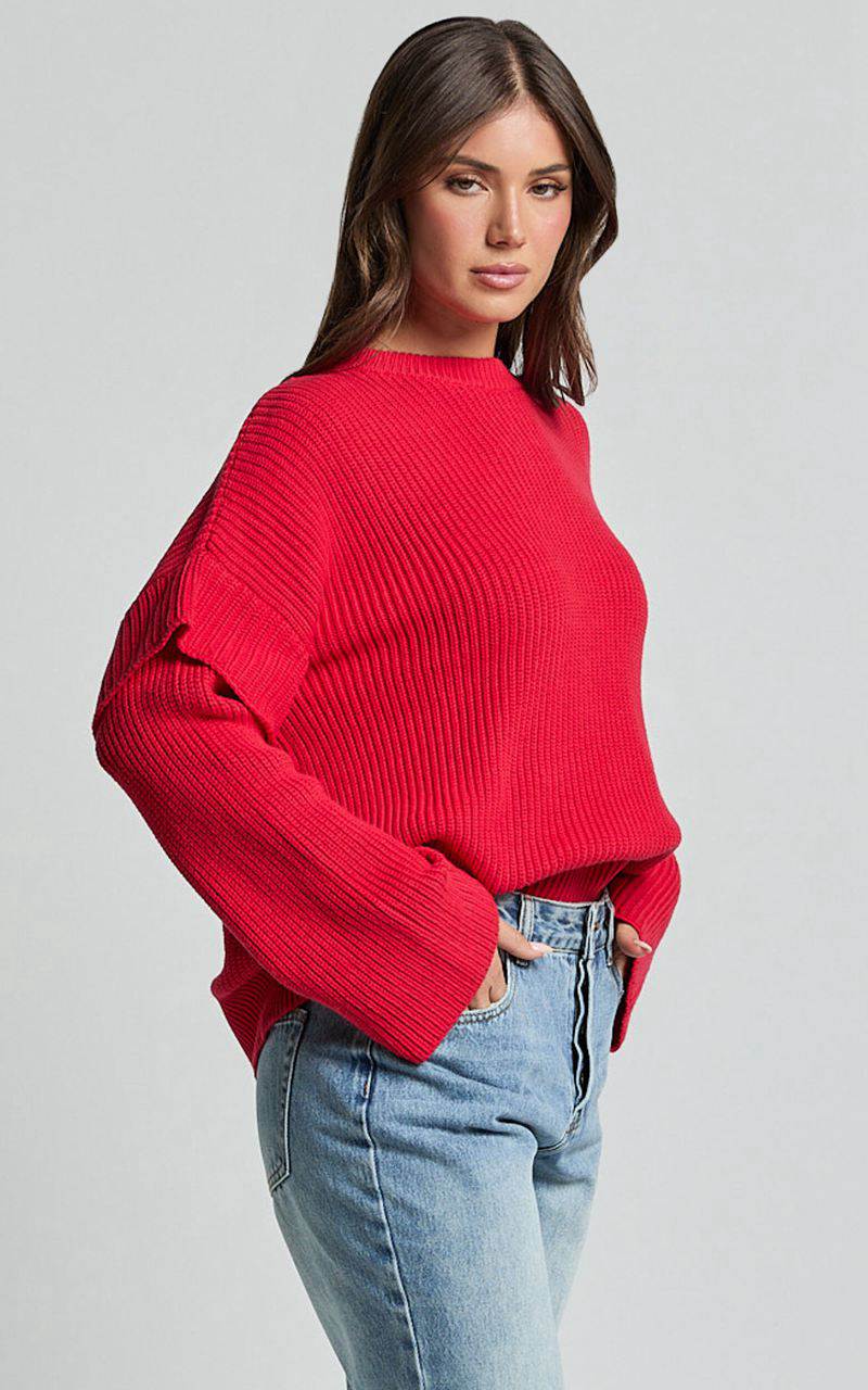 Showpo Sndys The Label - Marabella Knit Jumper Cherry | NVEYXT016