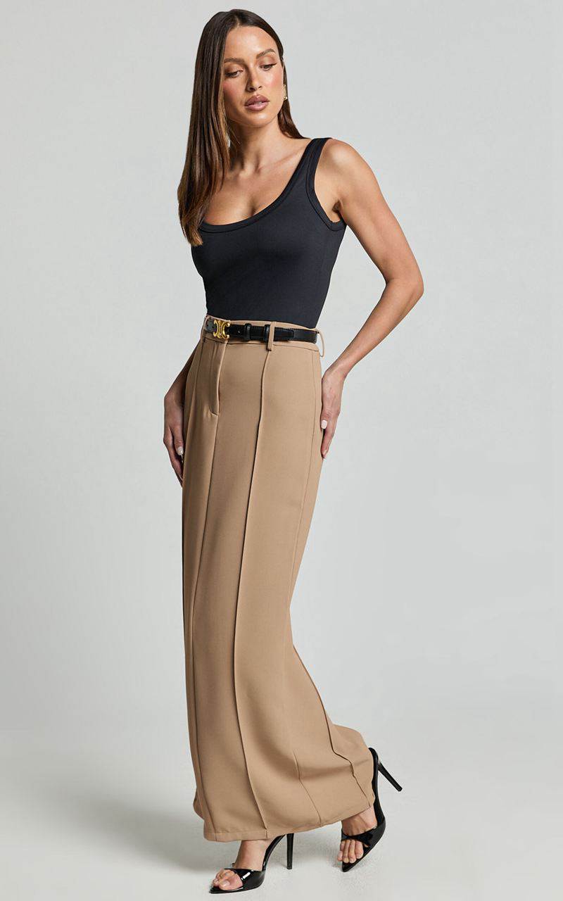 Showpo Stella Maxi Skirt - High Waisted Pencil Skirt Tan | KYQSVZ253