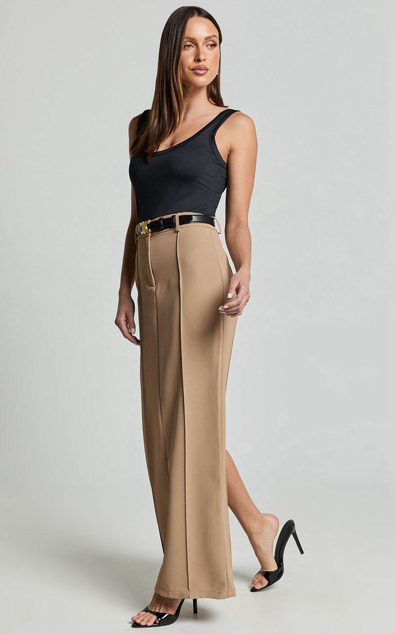 Showpo Stella Maxi Skirt - High Waisted Pencil Skirt Tan | KYQSVZ253