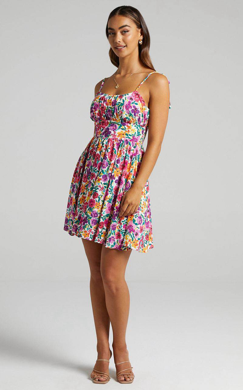 Showpo Summer Jam Sweetheart Mini Dress Packed Floral | JBFYQE240