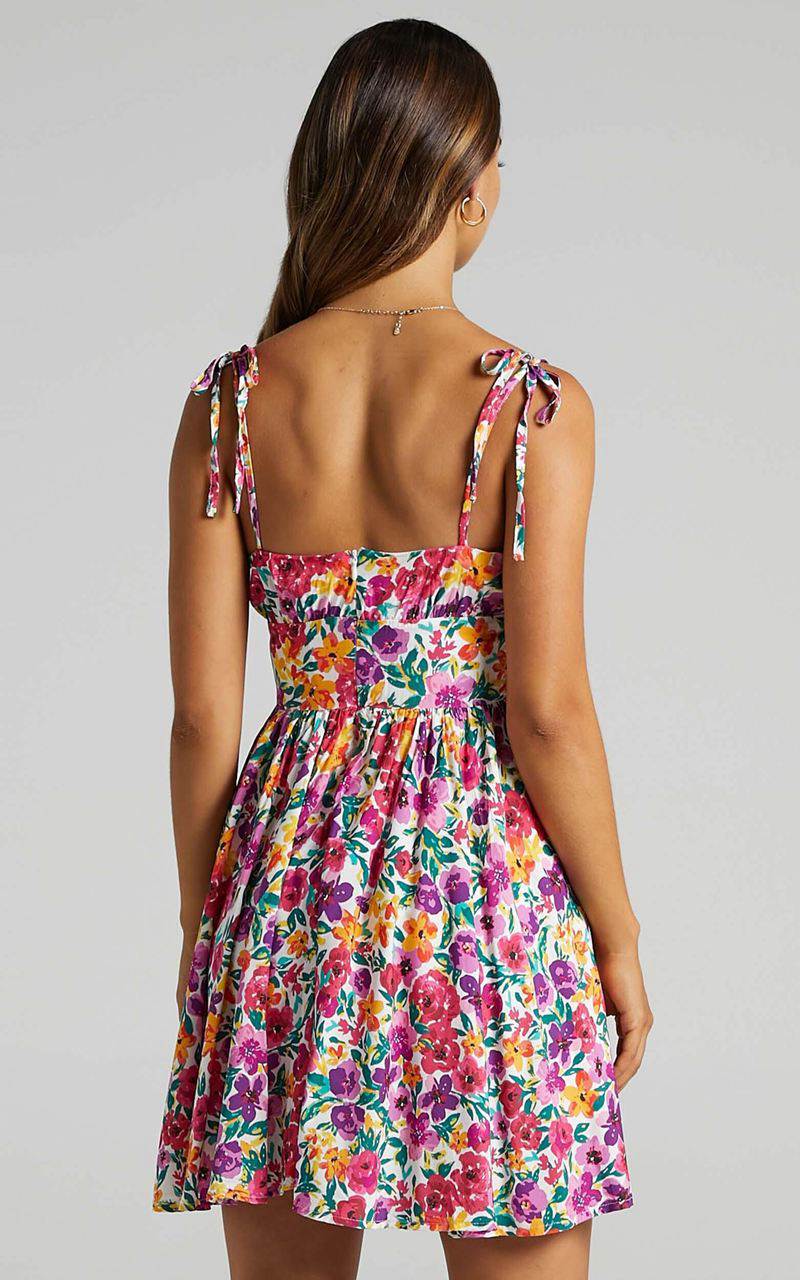 Showpo Summer Jam Sweetheart Mini Dress Packed Floral | JBFYQE240