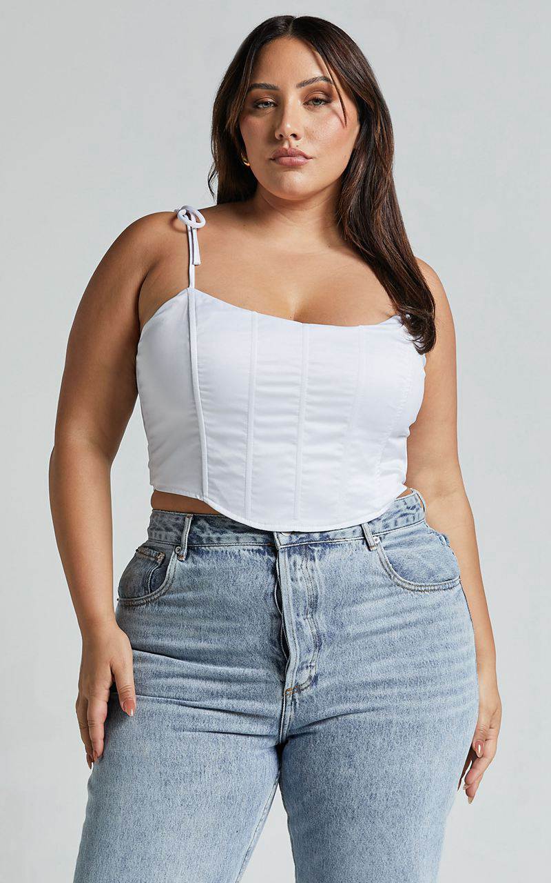 Showpo Sweet Disguise Top - Shoulder Tie Corset Top White | CMSNUO470