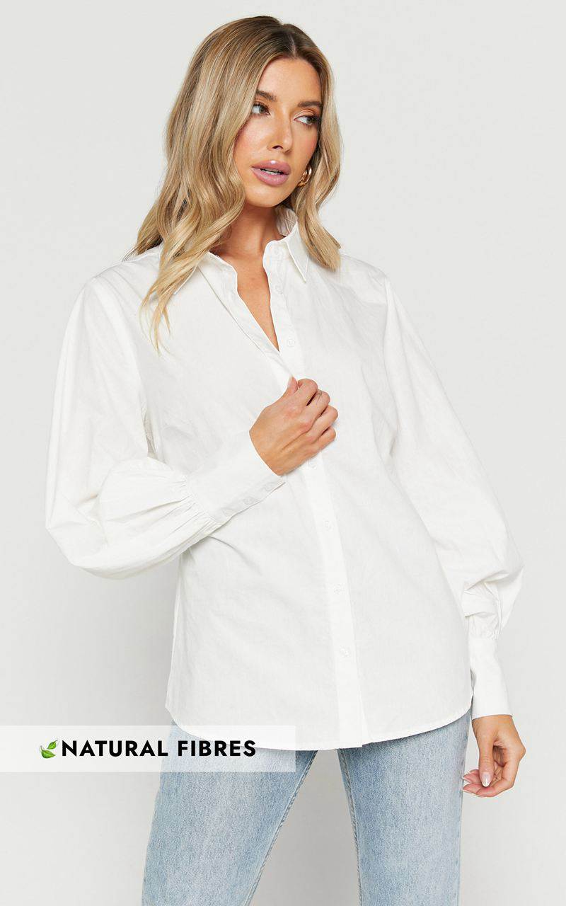 Showpo Tansu Long Sleeve Tie Back Shirt White | ISXDQE965