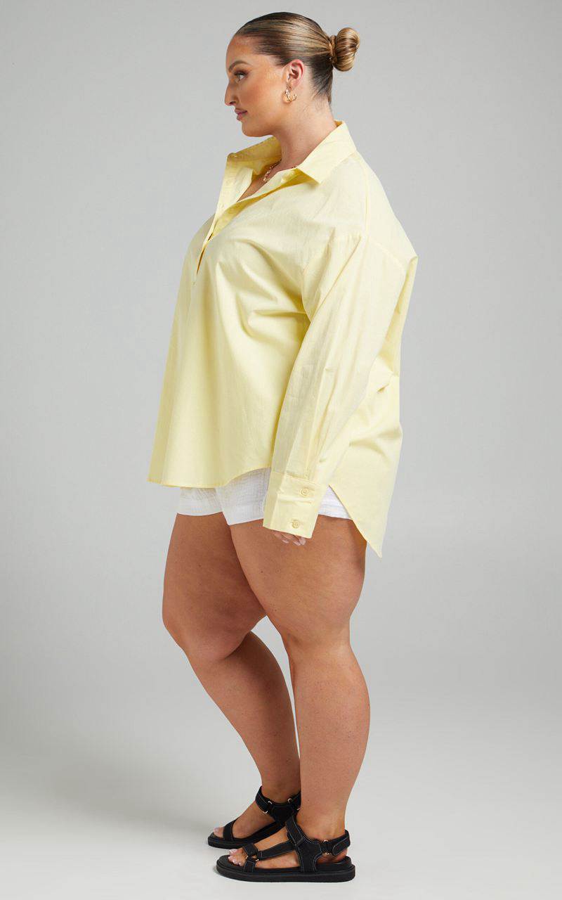 Showpo Terah Shirt - Button Up Shirt Butter Yellow | EAYTVG361