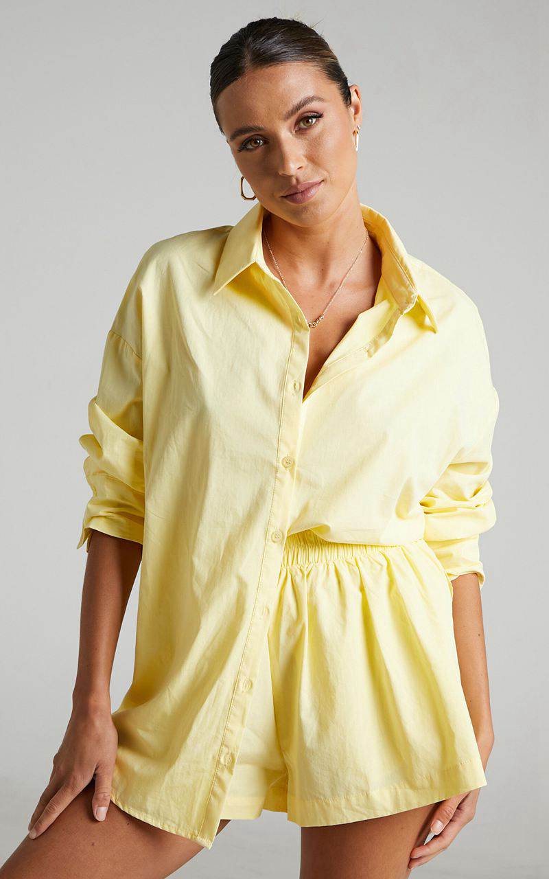 Showpo Terah Shirt - Button Up Shirt Butter Yellow | EAYTVG361