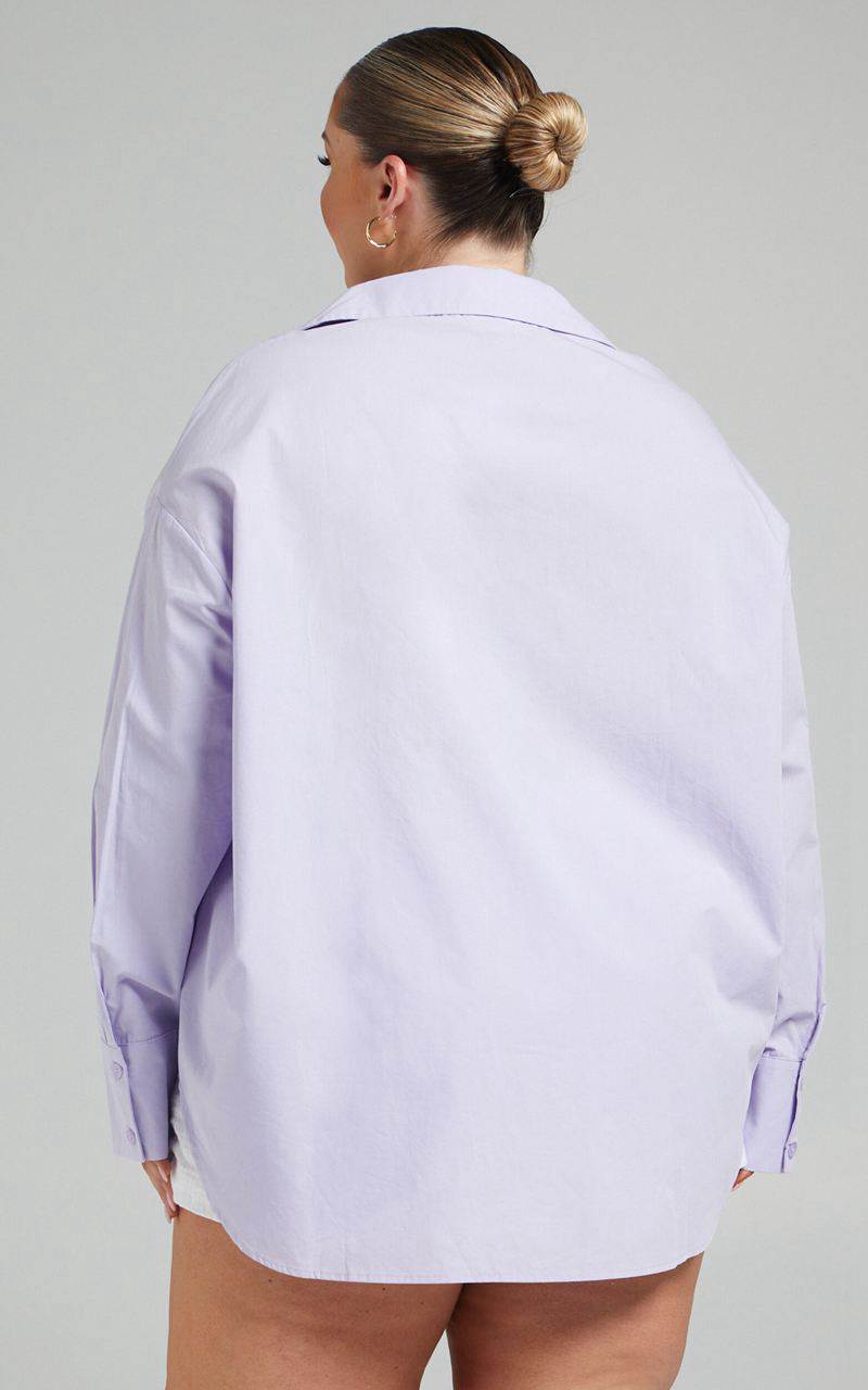 Showpo Terah Shirt - Button Up Shirt Lilac | JELINY970