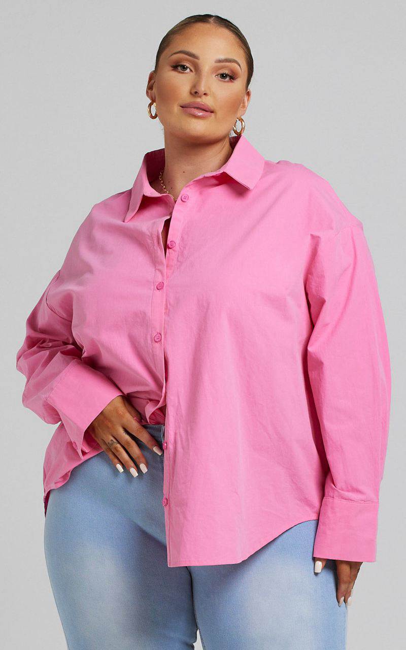 Showpo Terah Shirt - Button Up Shirt Pink | YDUCEQ057