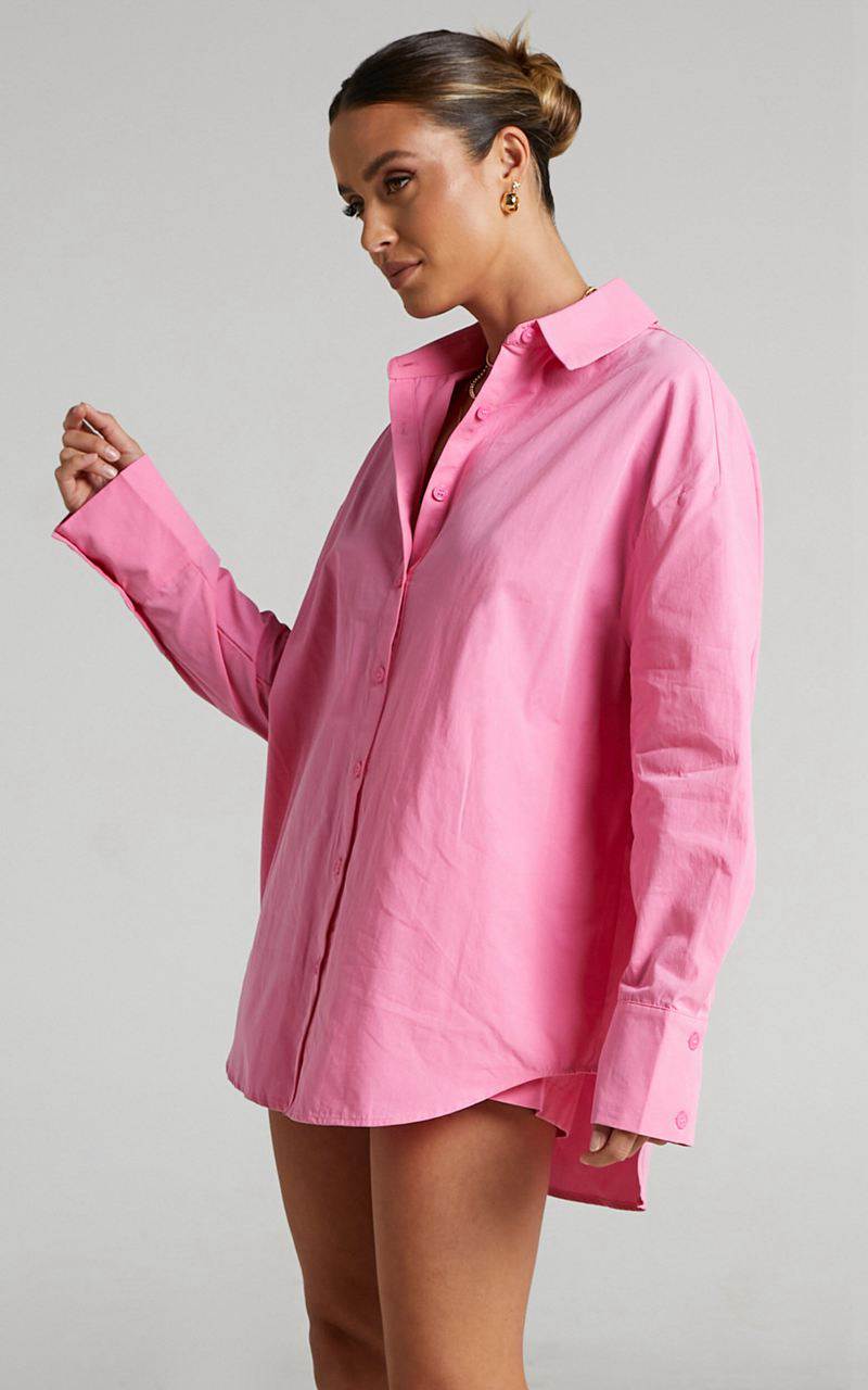 Showpo Terah Shirt - Button Up Shirt Pink | YDUCEQ057