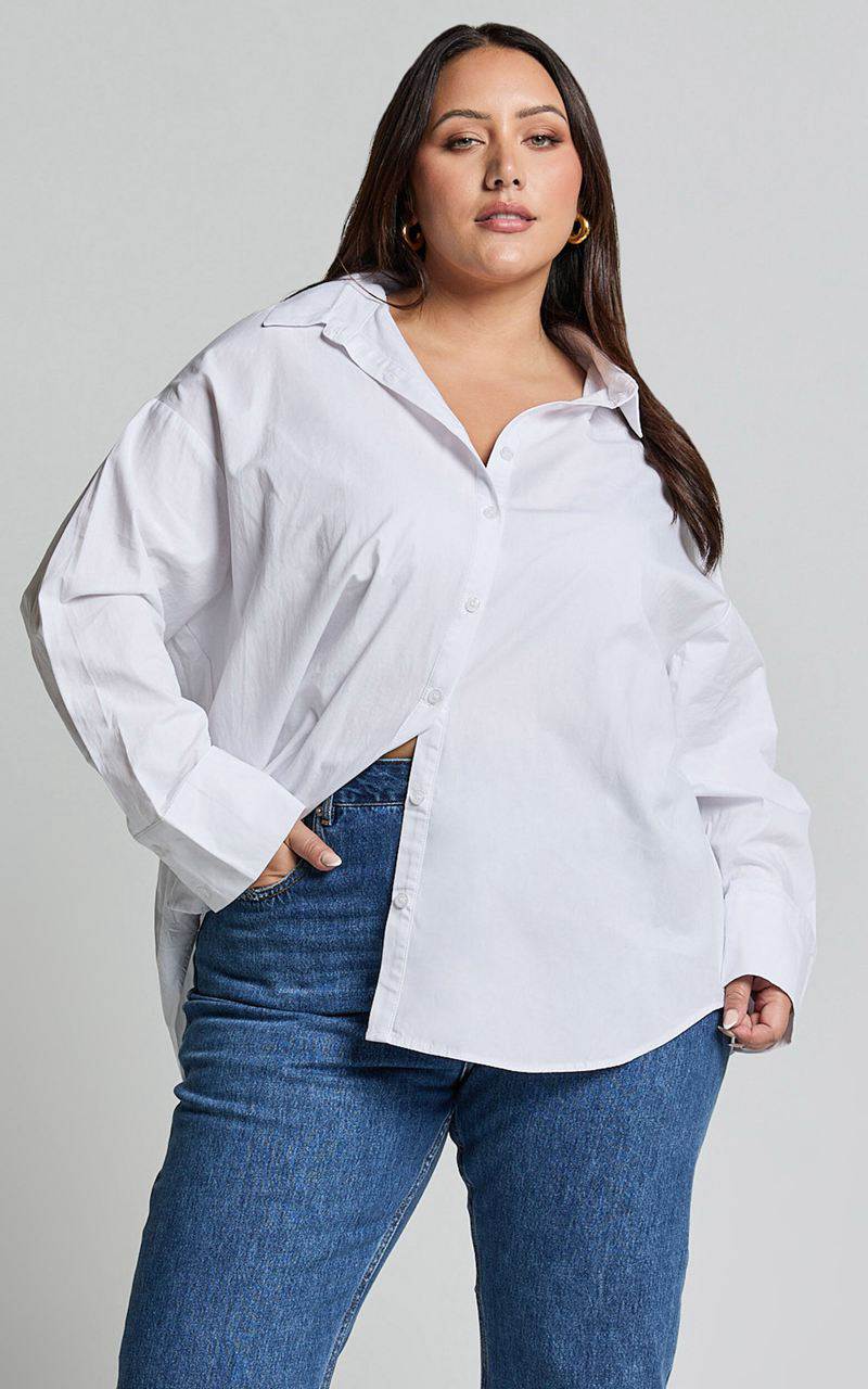 Showpo Terah Shirt - Button Up Shirt White | IXVSET904