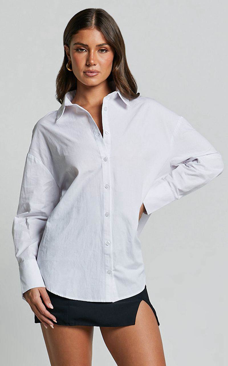 Showpo Terah Shirt - Button Up Shirt White | IXVSET904