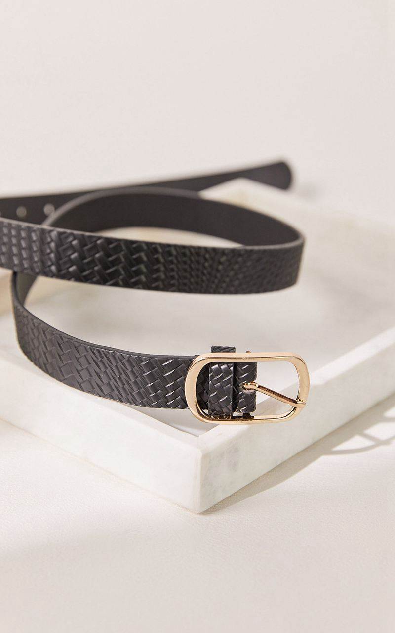 Showpo Tracey Woven Belt Black | XGBFHO607