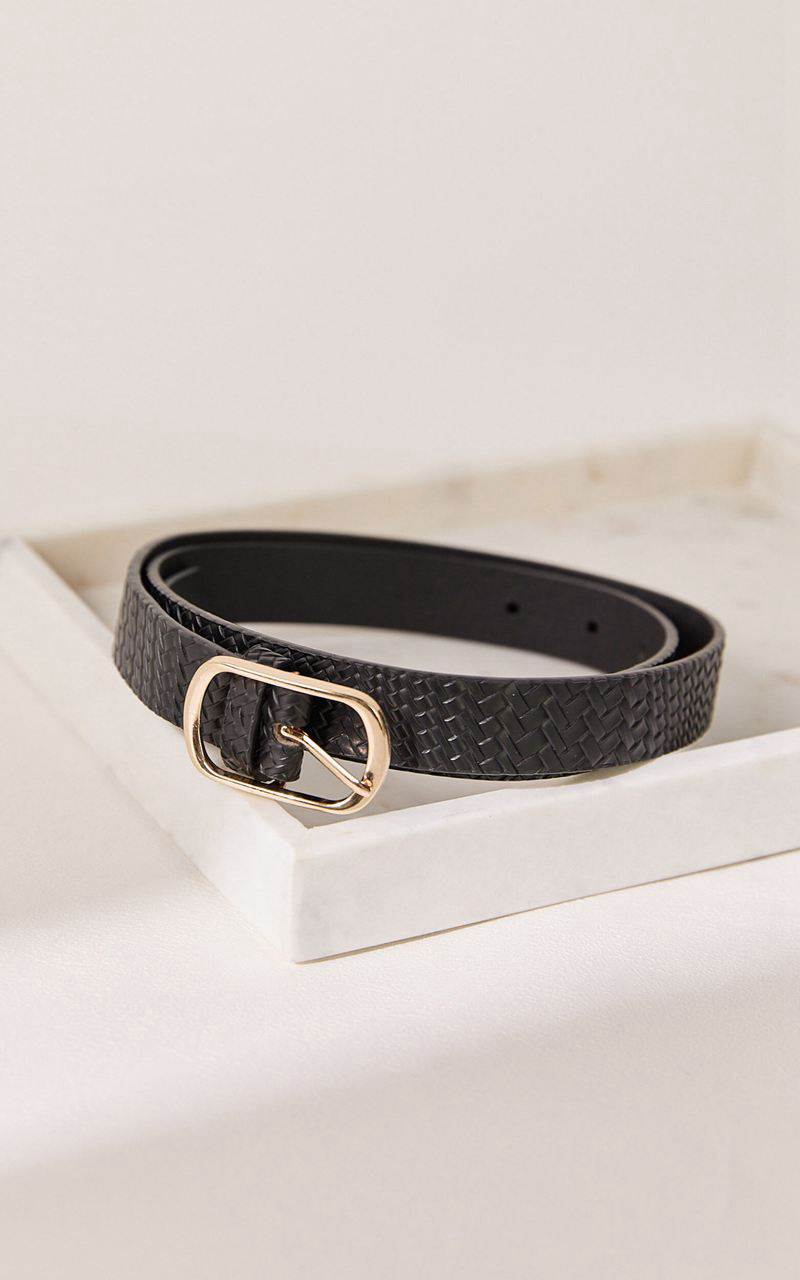 Showpo Tracey Woven Belt Black | XGBFHO607