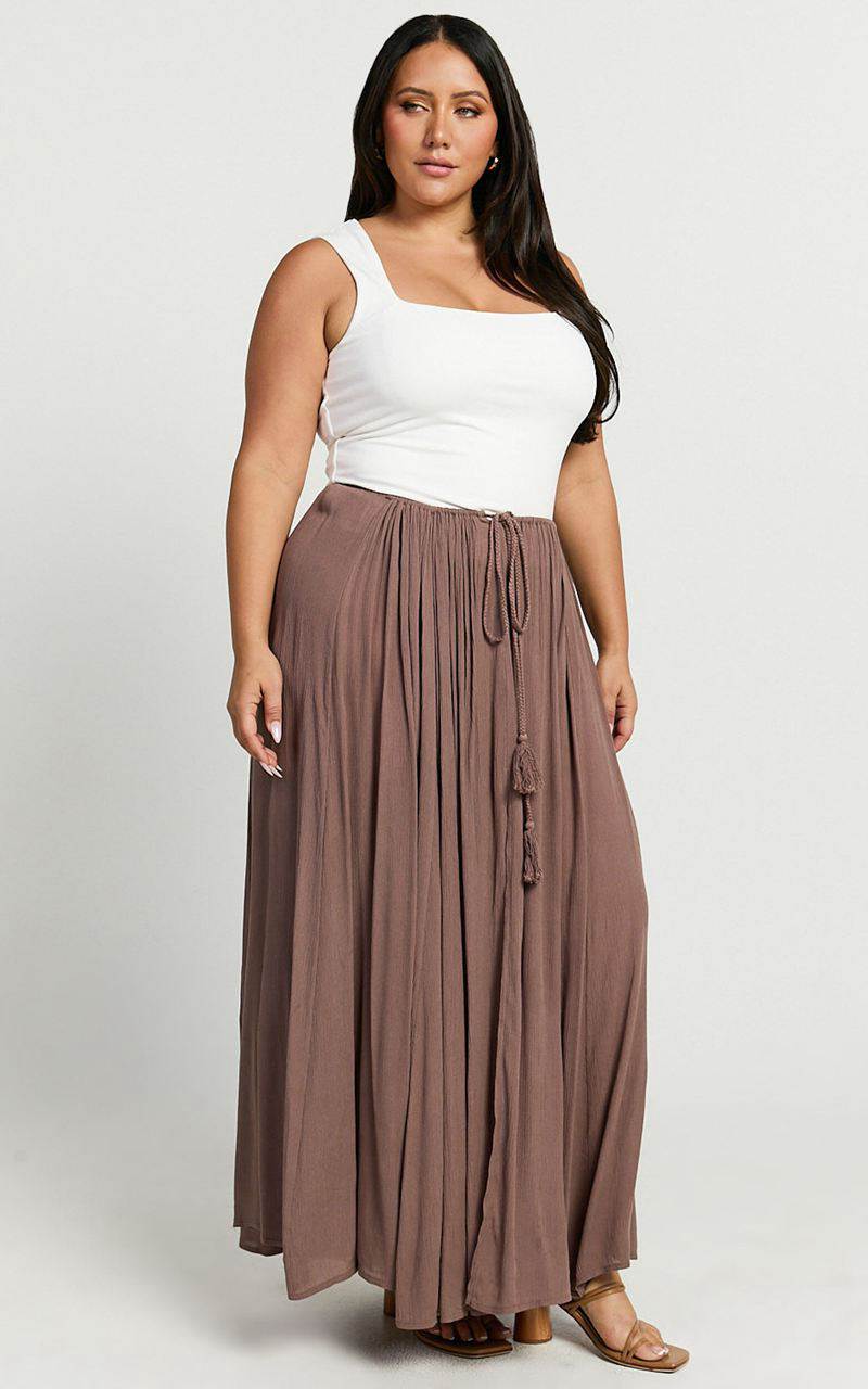 Showpo Under The Twilight Maxi Skirt - Thigh Split Skirt Taupe | GJKRLF487