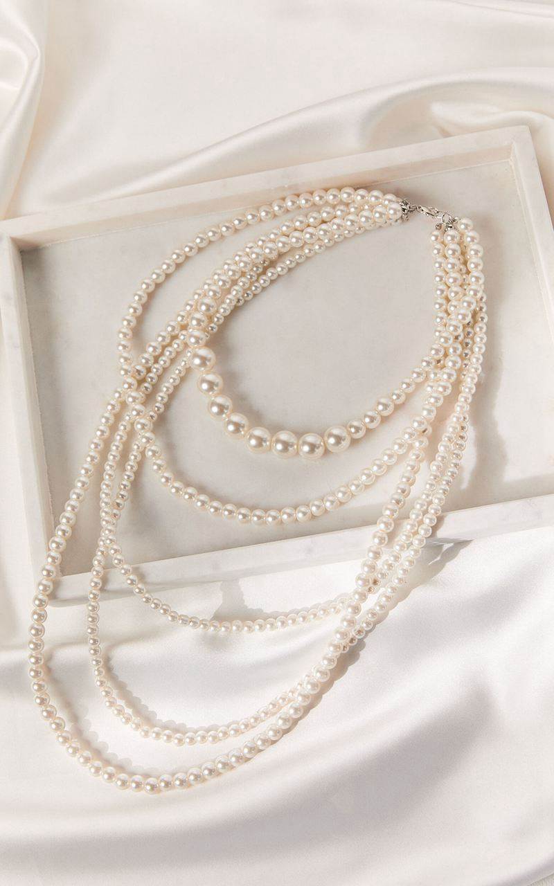 Showpo Vance Necklace - Layered Pearl Necklace White | LEXTHK816