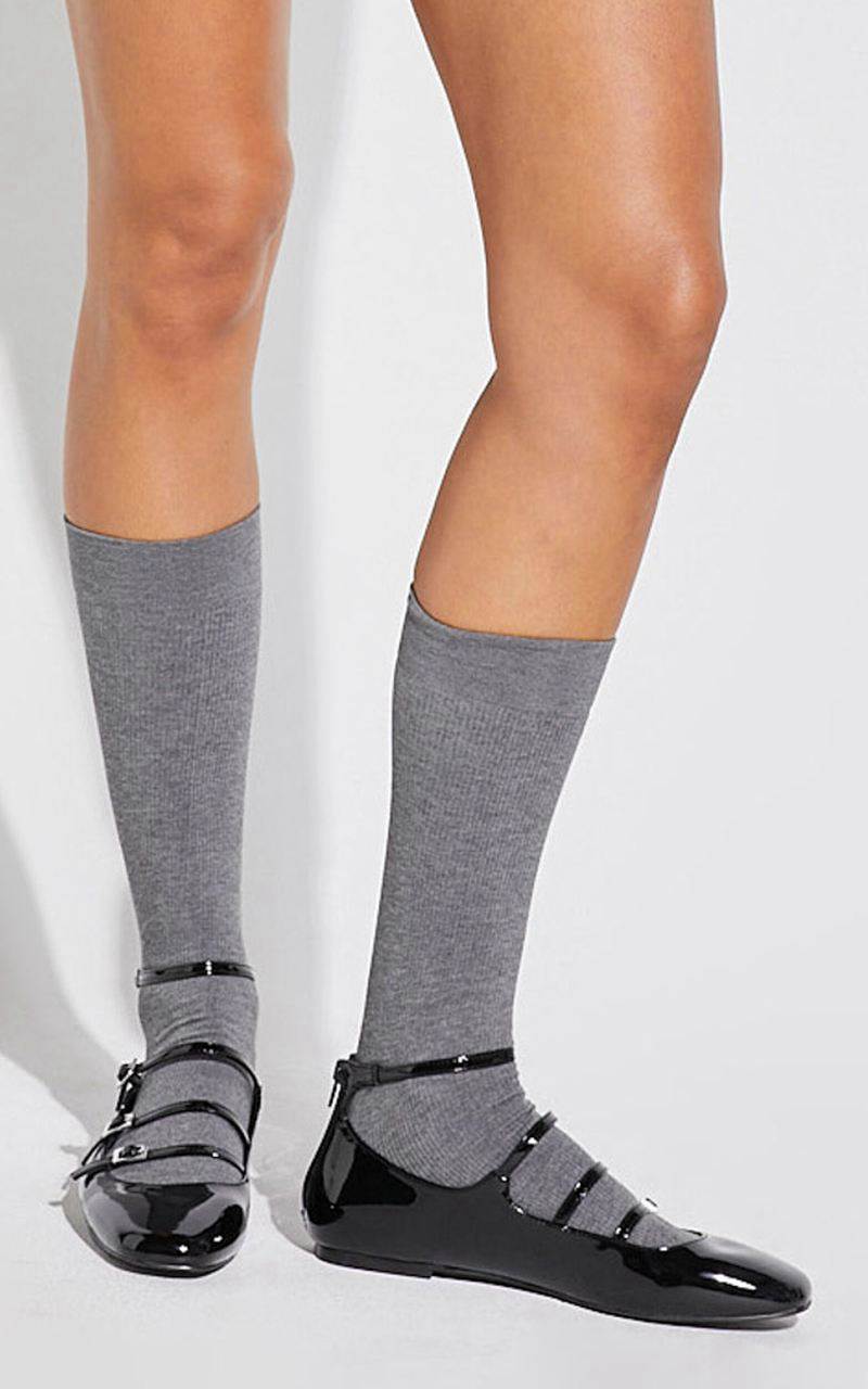 Showpo Vivi Tights - Thick Knit Calf Tights Charcoal | YXOMTZ843