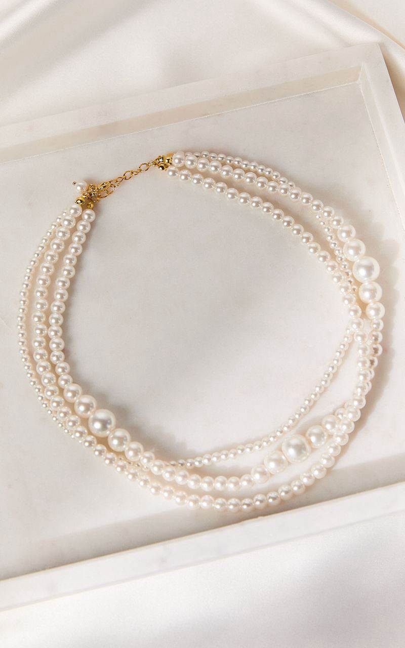 Showpo Walter Necklace - Layered Pearl Necklace White | FGYVLW683