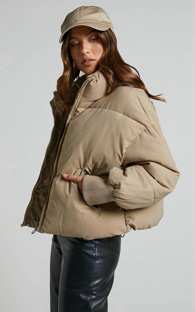 Showpo Windsor Jacket - Puffer Jacket Beige | JTLUAZ704