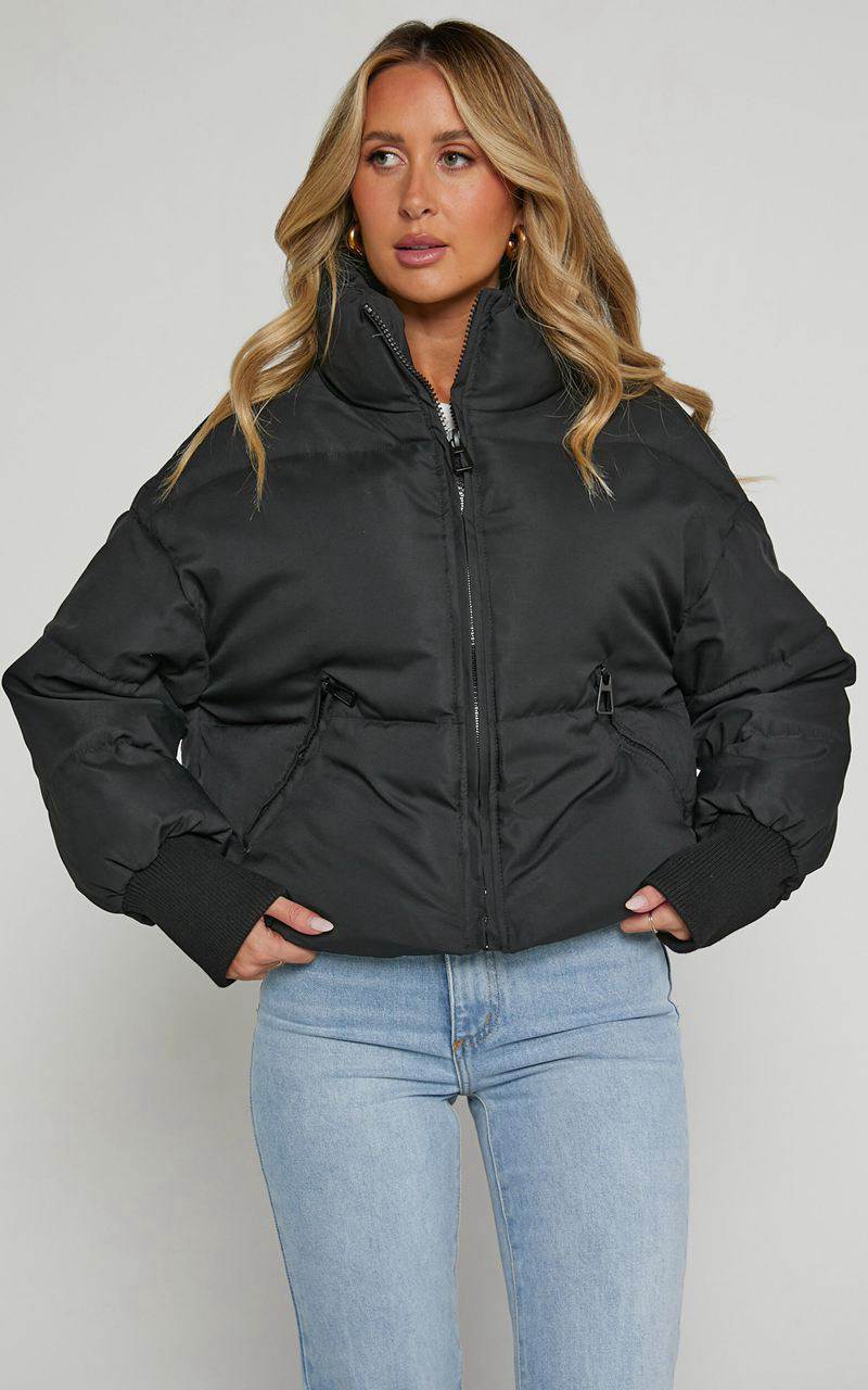 Showpo Windsor Jacket - Puffer Jacket Black | MDTISJ513