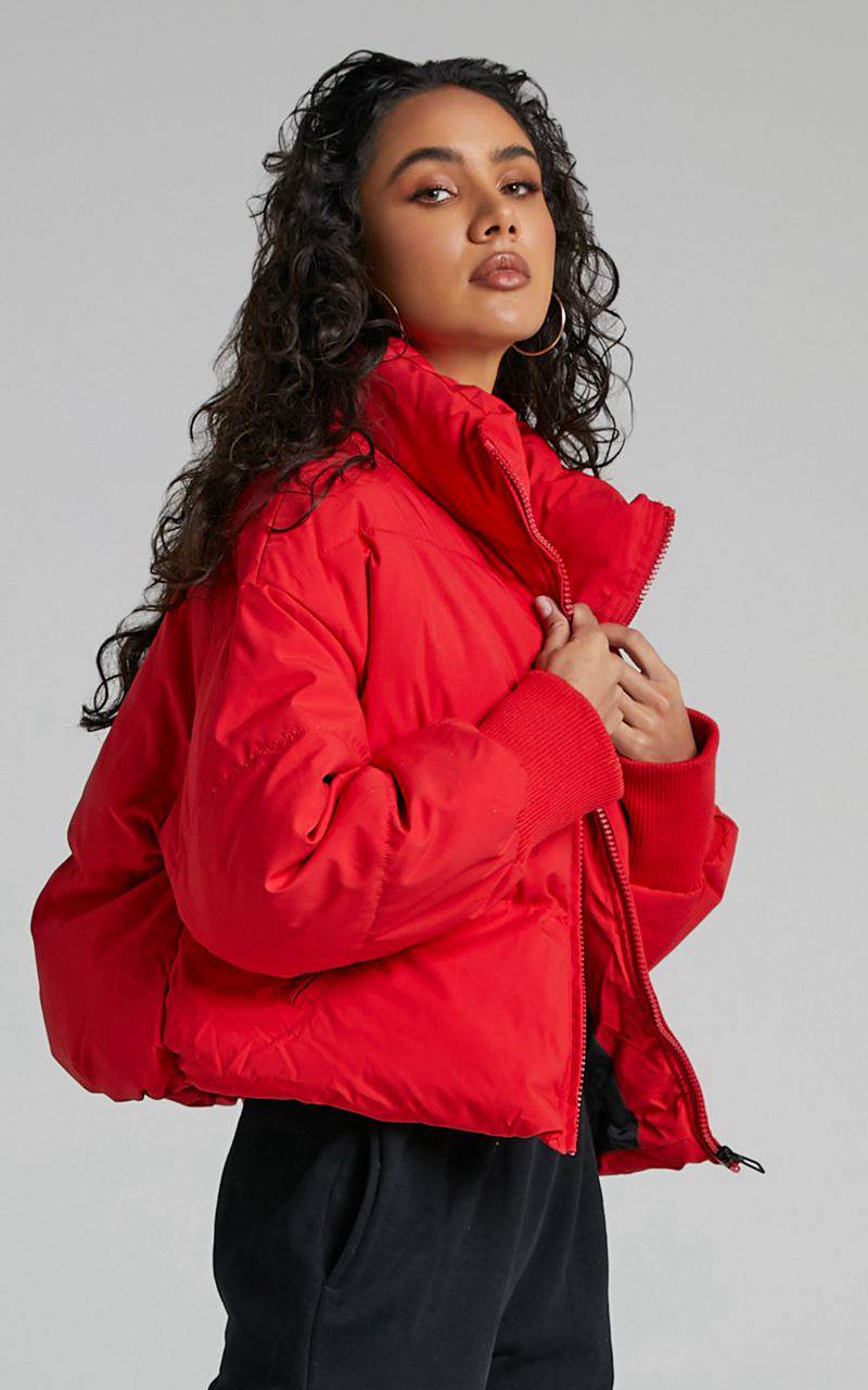 Showpo Windsor Jacket - Puffer Jacket Red | KMOHLP470