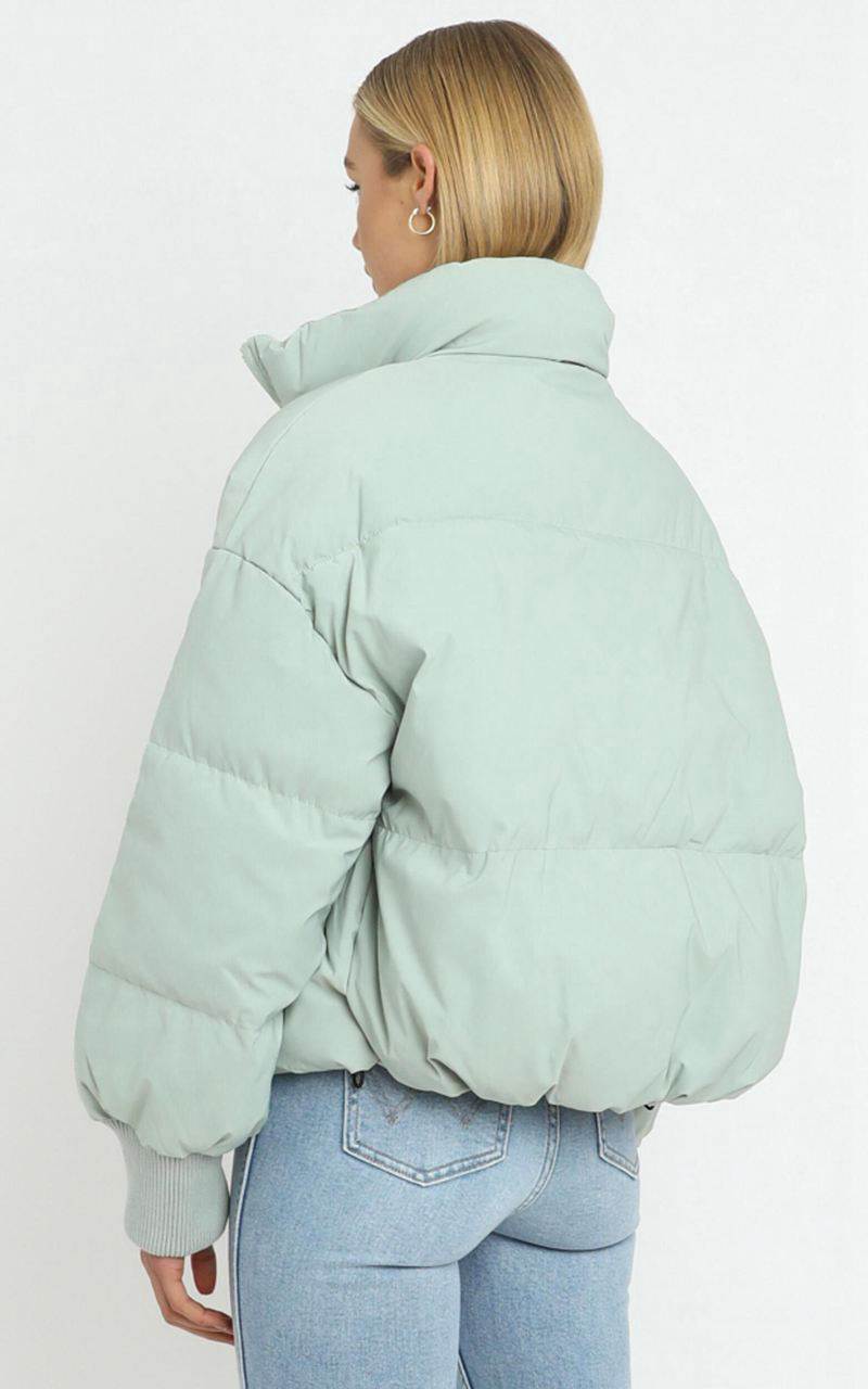 Showpo Windsor Puffer Jacket Khaki | ROUHLD016