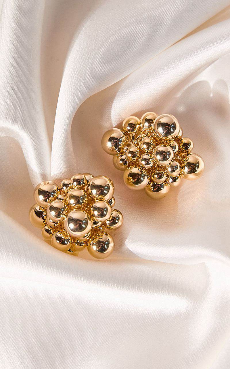 Showpo Wynn Earrings - Bubble Detail Statement Earrings Gold | NURADS536