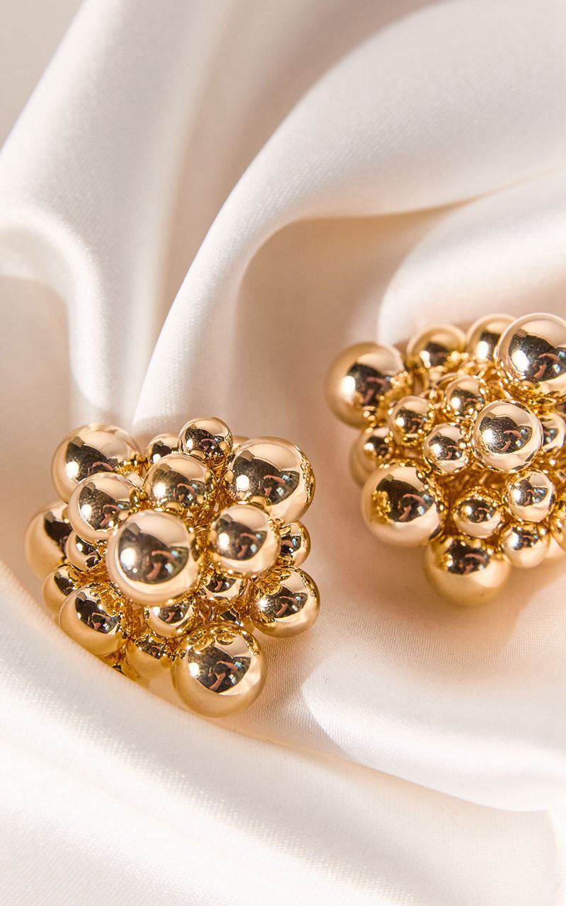 Showpo Wynn Earrings - Bubble Detail Statement Earrings Gold | NURADS536