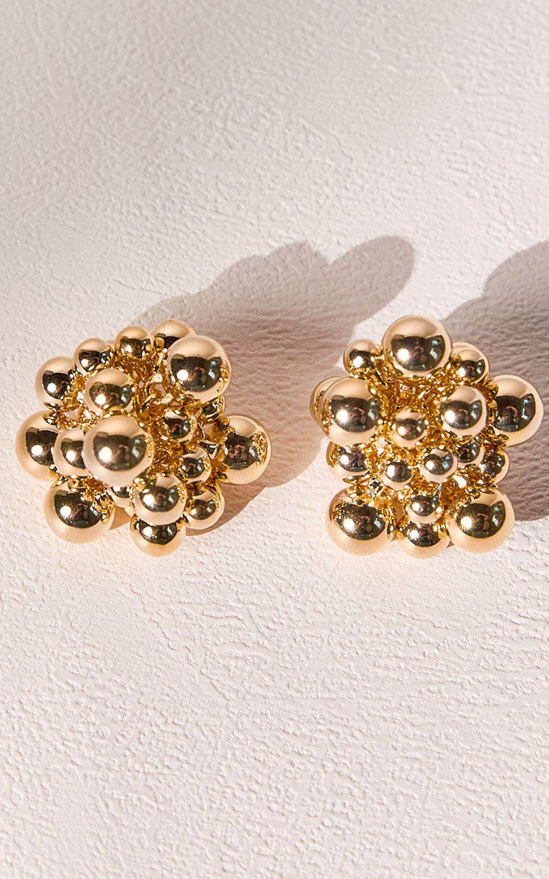 Showpo Wynn Earrings - Bubble Detail Statement Earrings Gold | NURADS536