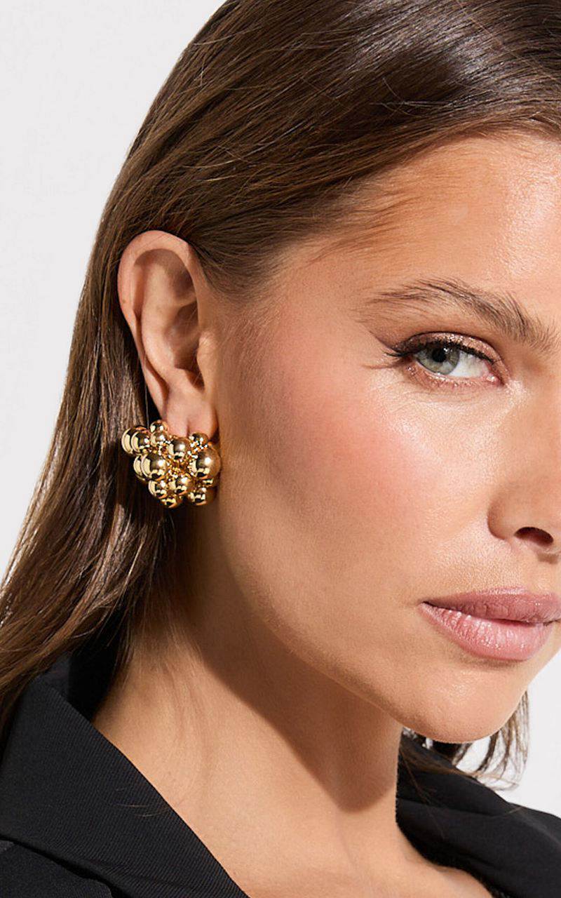 Showpo Wynn Earrings - Bubble Detail Statement Earrings Gold | NURADS536